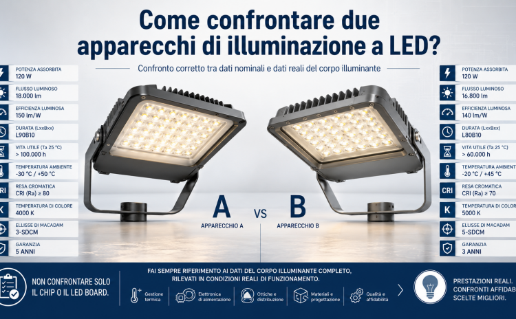 Come confrontare due apparecchi di illuminazione a LED?