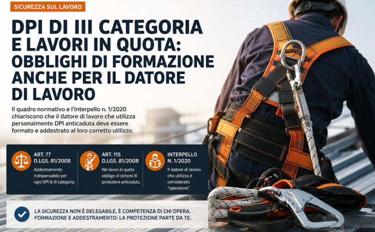 Obbligo Formazione del datore di lavoro che utilizza DPI di III categoria